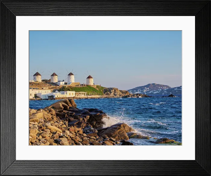 Framed Print : Chora Windmills at sunset, Mykonos Town, Mykonos Island, Cyclades, Greece Framed Print : Chora Windmills at sunset, Mykonos Town, Mykonos Island, Cyclades, Greece