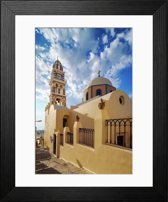 Framed Print : Cathedral of Saint John the Baptist, Fira, Santorini or Thira Island, Cyclades, Greece