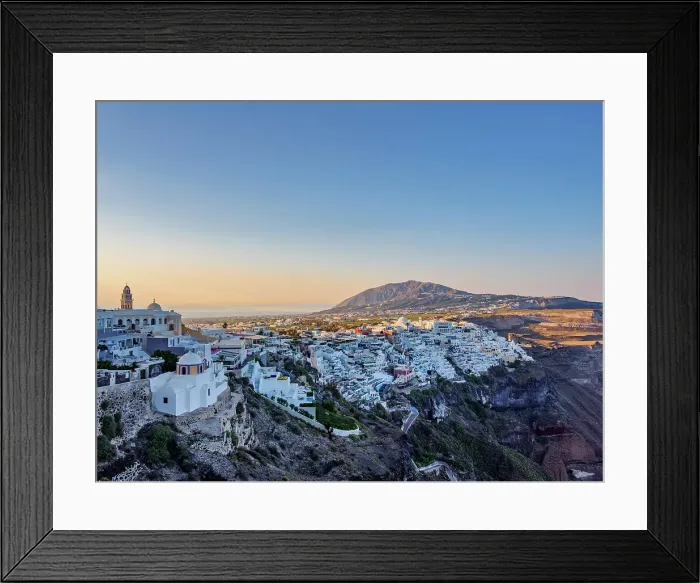 Framed Print : Cityscape of Fira at sunrise, Santorini or Thira Island, Cyclades, Greece Framed Print : Cityscape of Fira at sunrise, Santorini or Thira Island, Cyclades, Greece