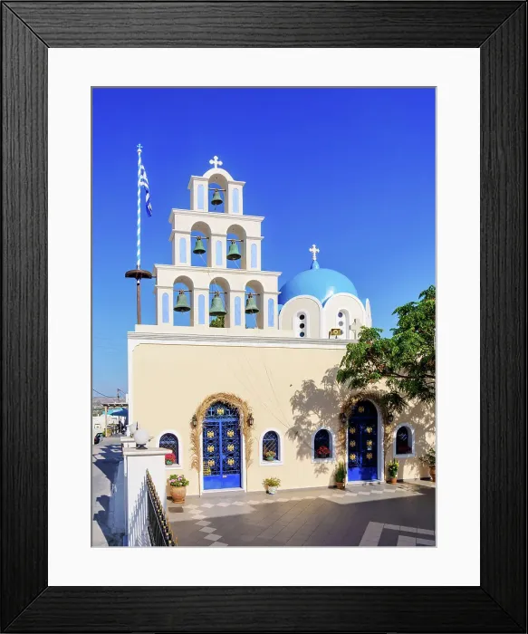 Framed Print : Holy Church of Agios Epiphanios, Akrotiri Village, Santorini or Thira Island, Cyclades, Greece Framed Print : Holy Church of Agios Epiphanios, Akrotiri Village, Santorini or Thira Island, Cyclades, Greece