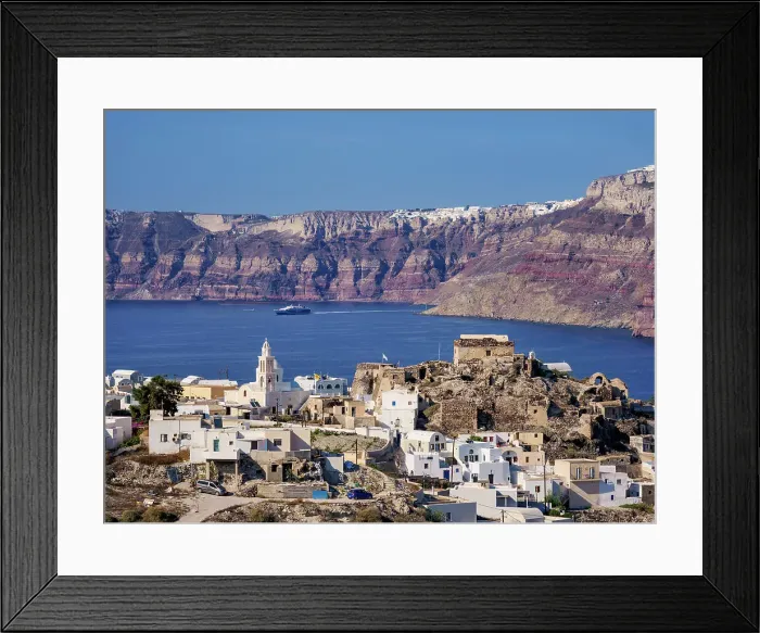 Framed Print : View towards the Akrotiri Village, Santorini or Thira Island, Cyclades, Greece Framed Print : View towards the Akrotiri Village, Santorini or Thira Island, Cyclades, Greece
