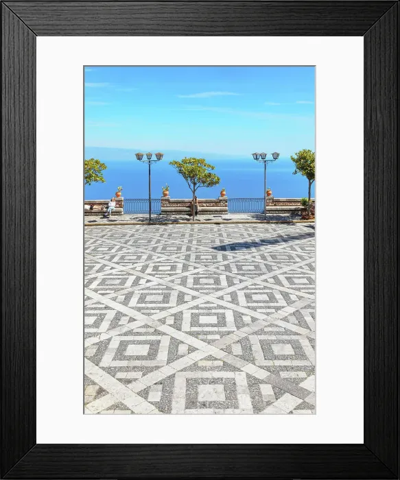 Framed Print : Castelmola village main square, Castelmola, Taormina, Sicily, Italy Framed Print : Castelmola village main square, Castelmola, Taormina, Sicily, Italy