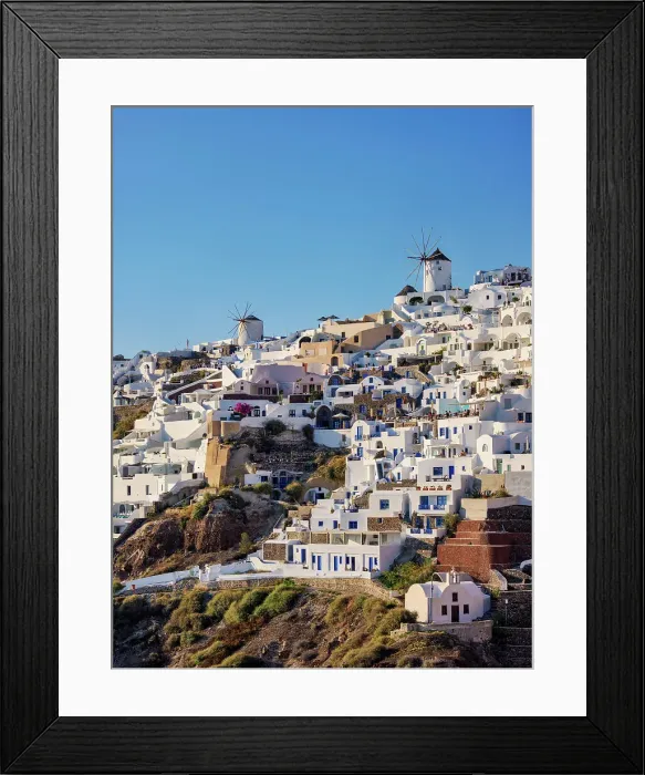 Framed Print : View towards the windmills, Oia Village, Santorini or Thira Island, Cyclades, Greece Framed Print : View towards the windmills, Oia Village, Santorini or Thira Island, Cyclades, Greece
