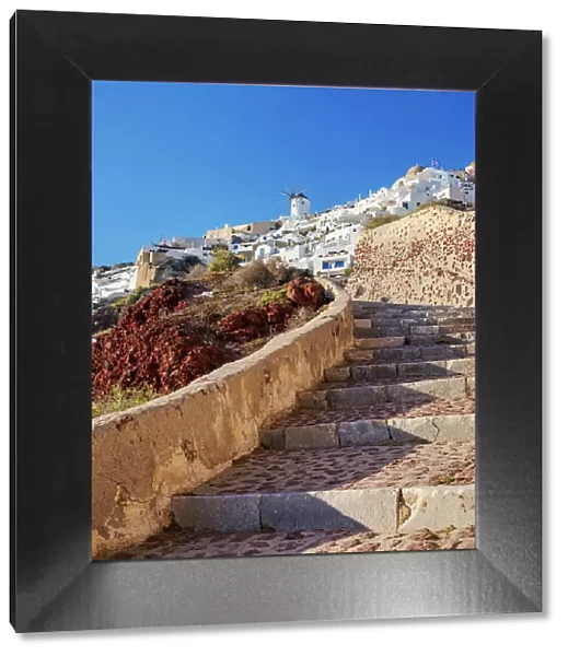 Steps to Oia Village, Santorini or Thira Island, Cyclades, Greece