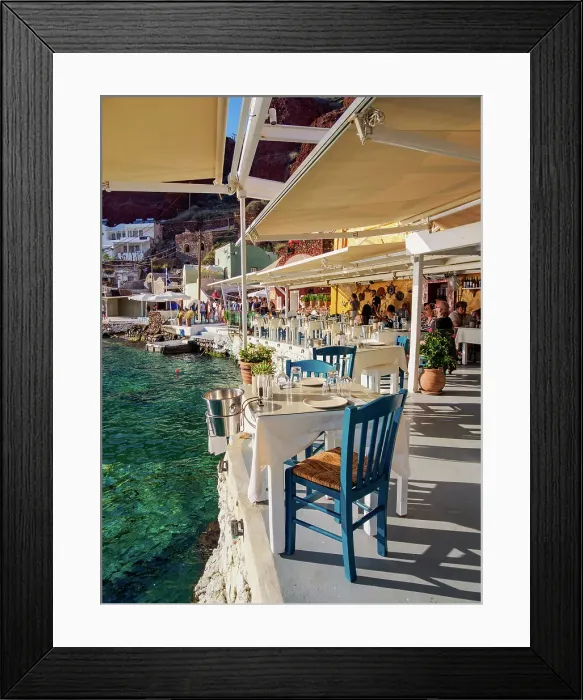 Framed Print : Taverna at Ammoudi Bay, Oia Village, Santorini or Thira Island, Cyclades, Greece Framed Print : Taverna at Ammoudi Bay, Oia Village, Santorini or Thira Island, Cyclades, Greece