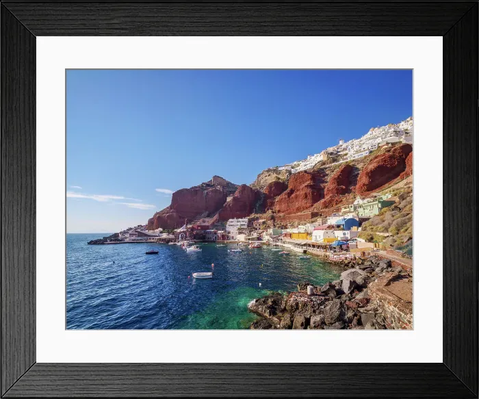 Framed Print : Ammoudi Bay and Oia Village, Santorini or Thira Island, Cyclades, Greece Framed Print : Ammoudi Bay and Oia Village, Santorini or Thira Island, Cyclades, Greece