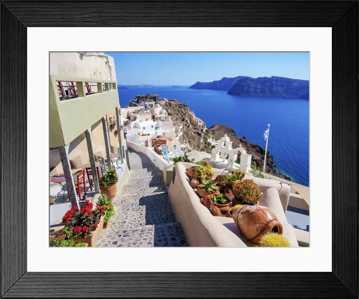Framed Print : Holy Trinity Church and the castle, Oia Village, Santorini or Thira Island, Cyclades, Greece Framed Print : Holy Trinity Church and the castle, Oia Village, Santorini or Thira Island, Cyclades, Greece