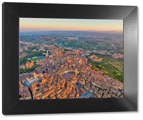Aerial view of Siena cityscape at the early morning, Siena, Tuscany, Italy