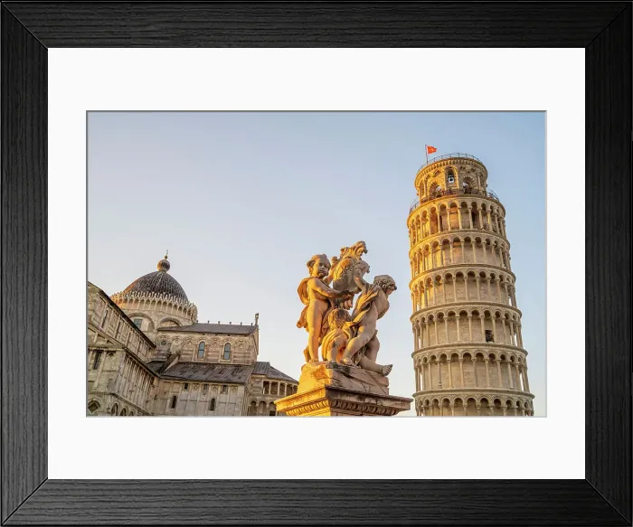 Framed Print : europe, Italy, Tuscany, Pisa. Piazza dei Miracoli with the leaning tower, the cathedral and the sculpture of angels Framed Print : europe, Italy, Tuscany, Pisa. Piazza dei Miracoli with the leaning tower, the cathedral and the sculpture of angels