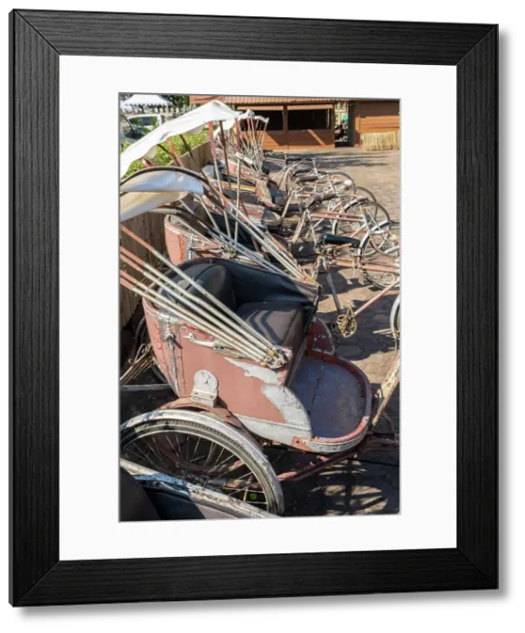 Framed Print : Old bicylce rickshaws, Vientiane (capital city), Laos Framed Print : Old bicylce rickshaws, Vientiane (capital city), Laos