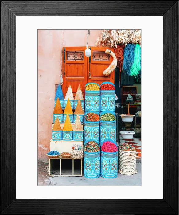 Framed Print : spice shop in the souks of Marrakech, Morocco Framed Print : spice shop in the souks of Marrakech, Morocco