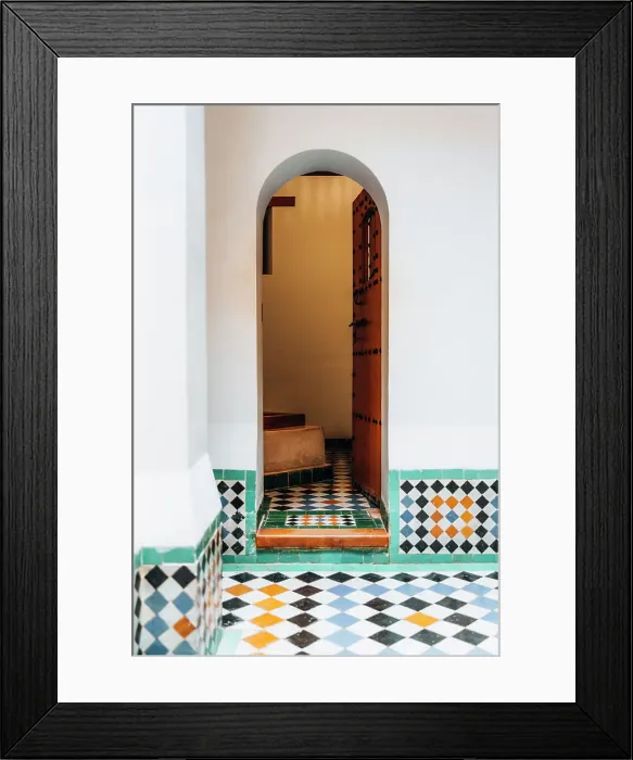 Framed Print : Typical Moroccan door and tiles, Marrakech, Morocco Framed Print : Typical Moroccan door and tiles, Marrakech, Morocco