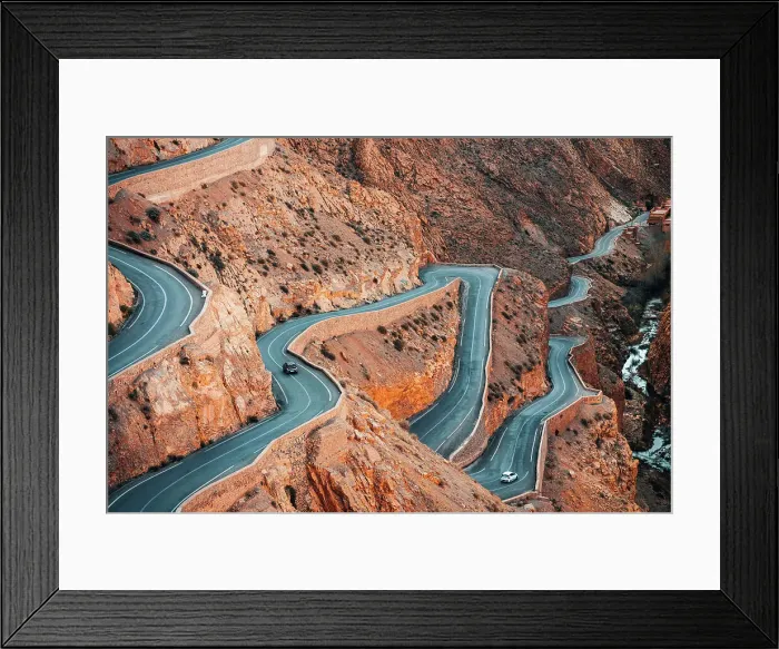 Framed Print : Winding road in Dades Gorge mountain canyon. Famous Morocco tourist landmark, R704 way Framed Print : Winding road in Dades Gorge mountain canyon. Famous Morocco tourist landmark, R704 way