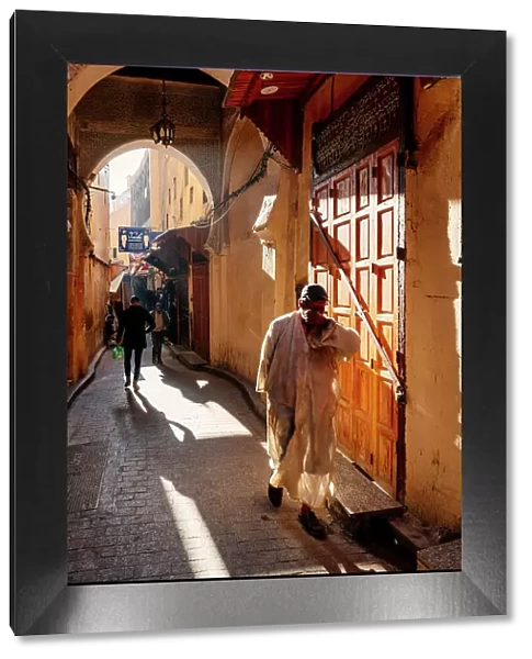 Alley in Fez Medina, morning light. Morocco