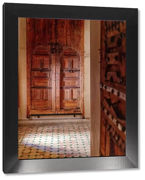 wooden door, morning light. Fez, Morocco