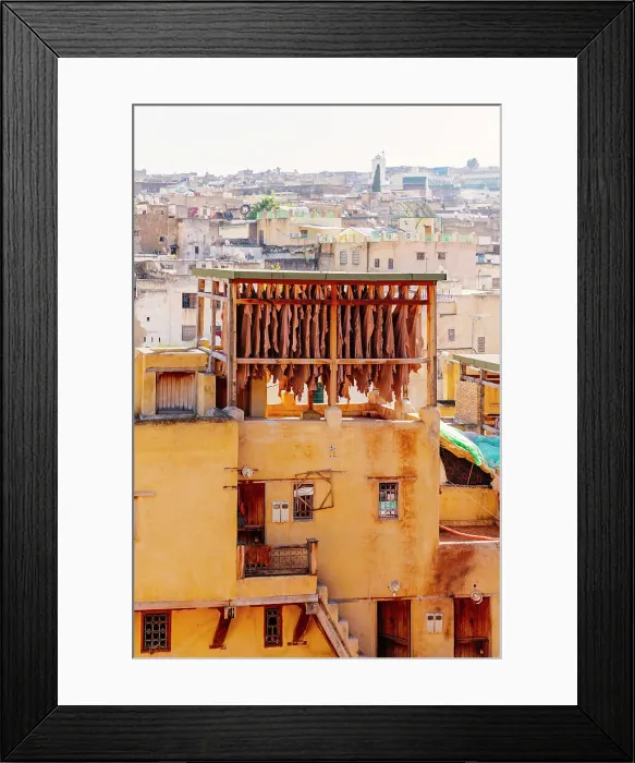 Framed Print : Fez. Morocco. Typical leather tanneries from above Framed Print : Fez. Morocco. Typical leather tanneries from above