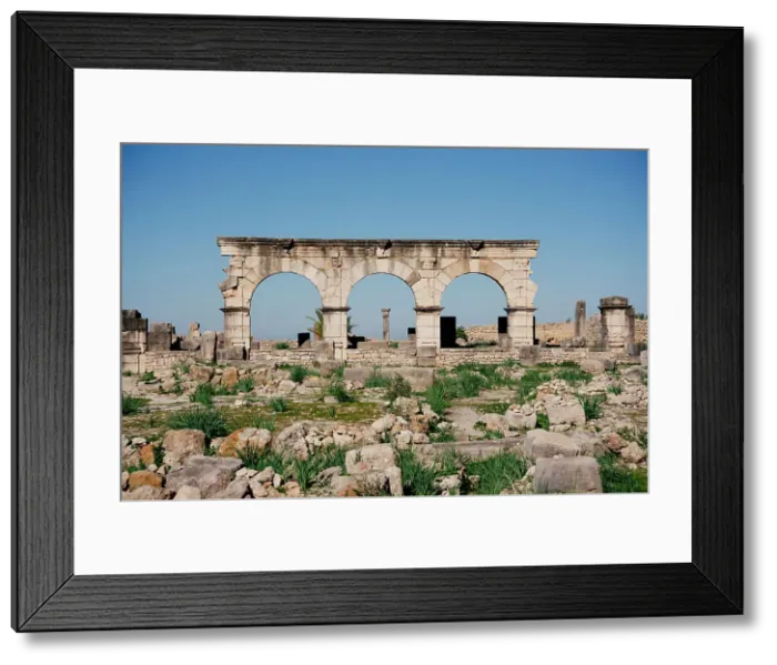 Framed Print : roman ruins of Volubilis, Meknes, Morocco