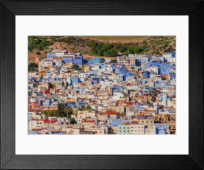 Framed Print : Chefchaouen from above, the Blue City in Morocco, North Africa Framed Print : Chefchaouen from above, the Blue City in Morocco, North Africa