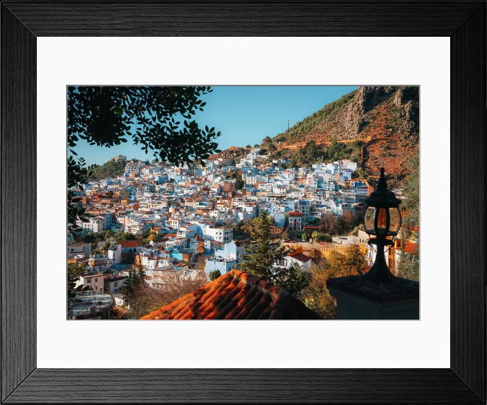 Framed Print : Chefchaouen from above, the Blue City in Morocco, North Africa Framed Print : Chefchaouen from above, the Blue City in Morocco, North Africa