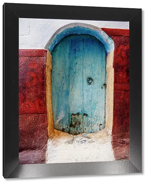 Chefchaouen, door in the Blue City in Morocco, North Africa