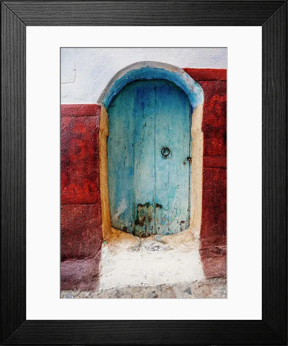 Framed Print : Chefchaouen, door in the Blue City in Morocco, North Africa Framed Print : Chefchaouen, door in the Blue City in Morocco, North Africa