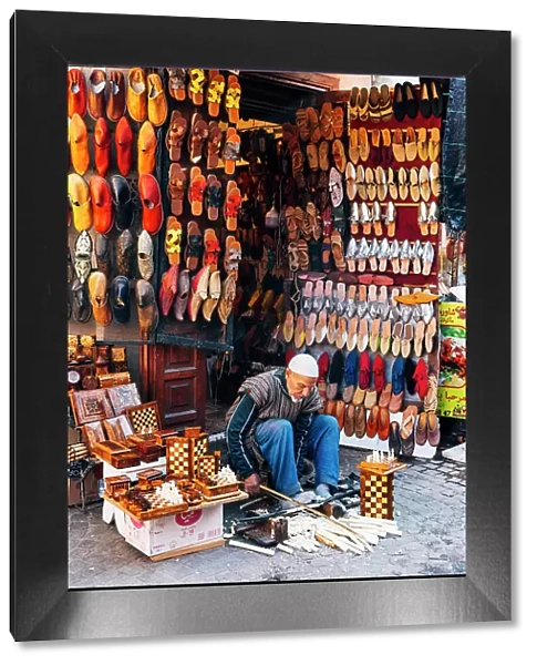 Shoe seller, Souk, Marrakech, Morocco