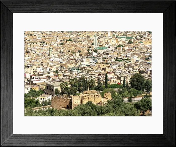 Framed Print : High angle view of crowded houses of medina, Fez, Morocco Framed Print : High angle view of crowded houses of medina, Fez, Morocco