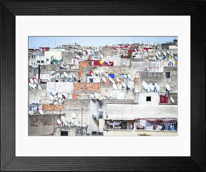 Framed Print : Rooftops of Fez with satellite TV dishes, Morocco Framed Print : Rooftops of Fez with satellite TV dishes, Morocco