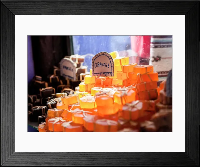 Framed Print : Bars of organic handcraft soap for sale in the street markets, Morocco Framed Print : Bars of organic handcraft soap for sale in the street markets, Morocco