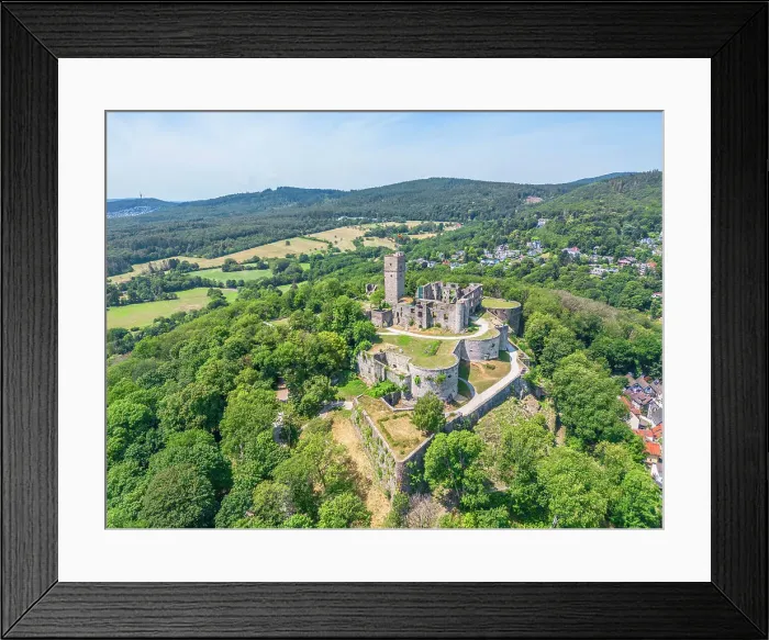 Framed Print : Aerial view of Burg Koenigstein castle ruin, Koenigstein im Taunus, Hesse, Germany Framed Print : Aerial view of Burg Koenigstein castle ruin, Koenigstein im Taunus, Hesse, Germany