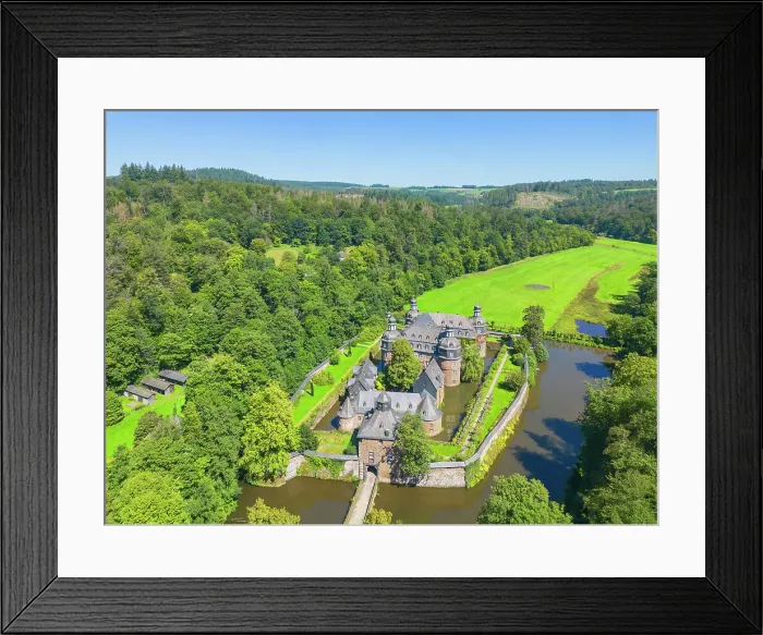 Framed Print : Aerail view at Crottorf Castle also Krottorf Castle, Friesenhagen, Wildenburger Land, Altenkirchen, Westerwald district, Rhineland-Palatinate, Germany