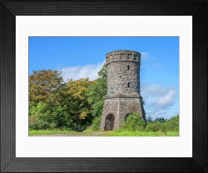 Framed Print : Dronke tower above Gemuendener Maar, Eifel, Rhineland-Palatinate, Germany Framed Print : Dronke tower above Gemuendener Maar, Eifel, Rhineland-Palatinate, Germany