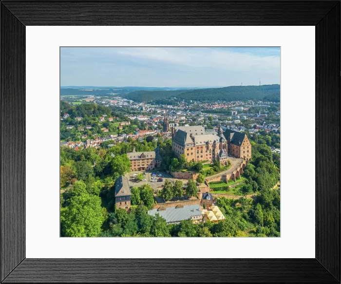 Framed Print : Aerial view at Marburg castle, Lahn, Lahn valley, Hesse, Germany Framed Print : Aerial view at Marburg castle, Lahn, Lahn valley, Hesse, Germany