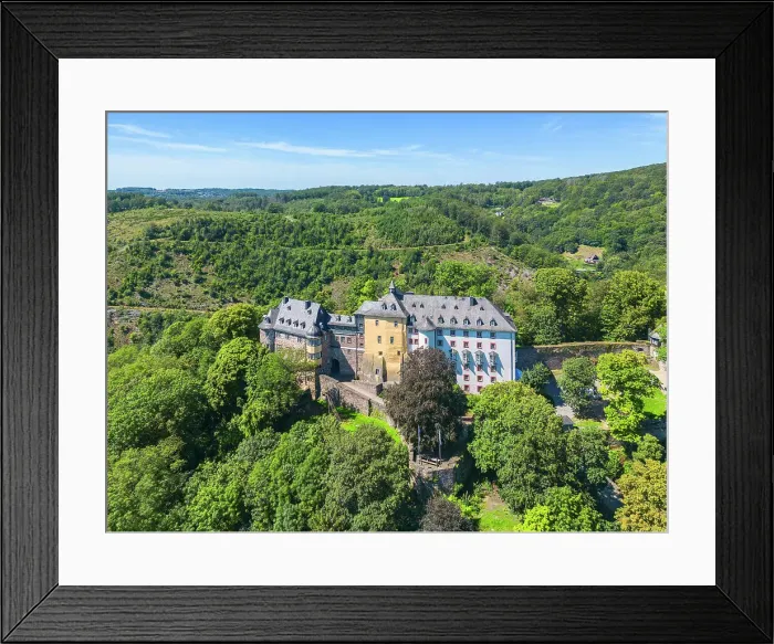 Framed Print : Aerail view at Freusburg castle, Kirchen (Sieg), Kreis Altenkirchen, Westerwald, Rhineland-Palatinate, Germany