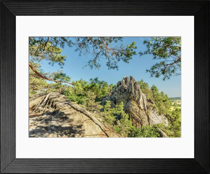 Framed Print : The Hamburg coat of arms rock group on the Devil's Wall, Timmenrode, Harz, Saxony-Anhalt, Germany Framed Print : The Hamburg coat of arms rock group on the Devil's Wall, Timmenrode, Harz, Saxony-Anhalt, Germany
