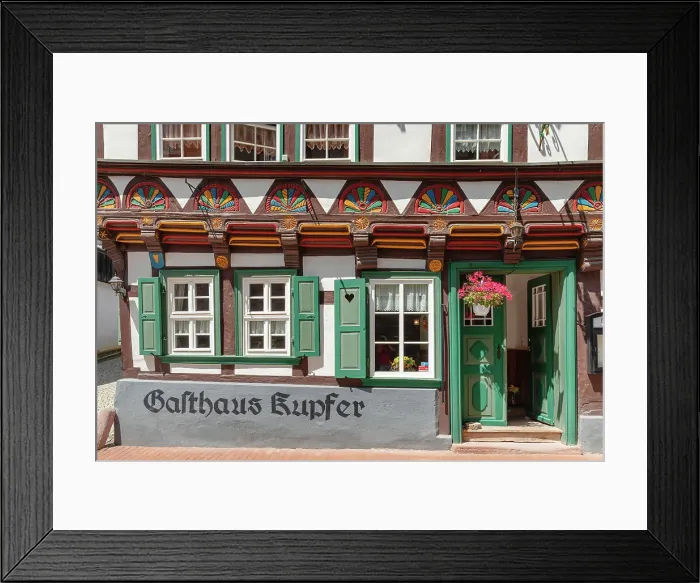 Framed Print : Half-timbered house Kupfer restaurant, Stolberg, Harz, Saxony-Anhalt, Germany Framed Print : Half-timbered house Kupfer restaurant, Stolberg, Harz, Saxony-Anhalt, Germany