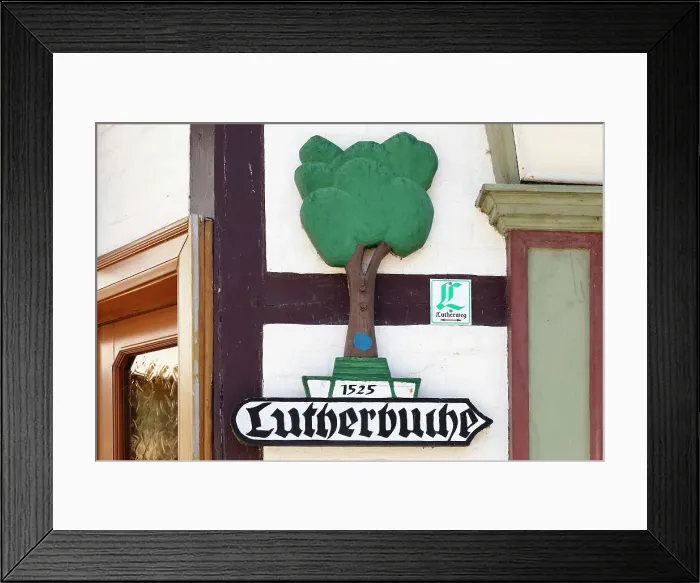 Framed Print : Sign about the Luther beech tree, Stolberg, Harz, Saxony-Anhalt, Germany Framed Print : Sign about the Luther beech tree, Stolberg, Harz, Saxony-Anhalt, Germany