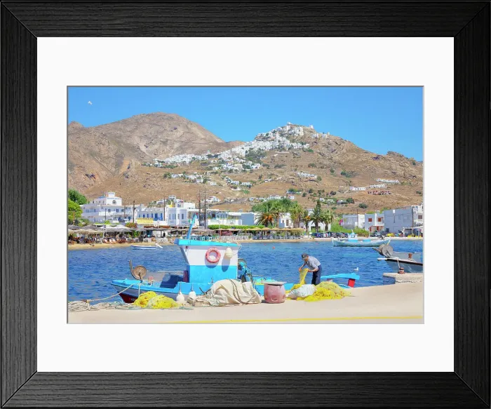 Framed Print : Fisherman working on his boat, Livadi, Serifos Island, Cyclades Islands, Greece