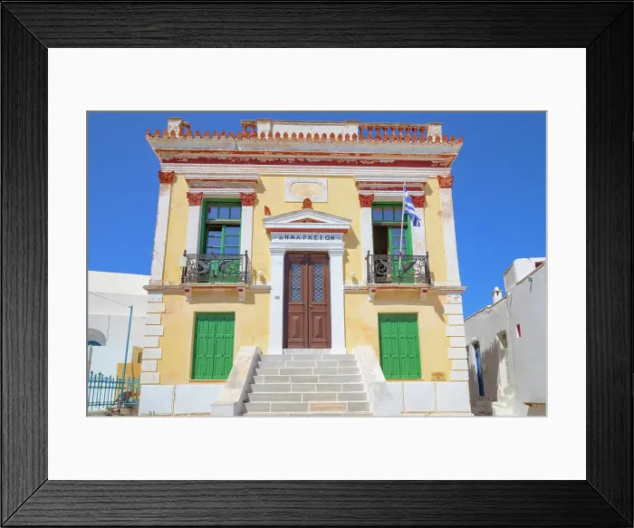 Framed Print : Serifos Town Hall, Chora central square, Chora, Serifos Island, Cyclades Islands, Greece Framed Print : Serifos Town Hall, Chora central square, Chora, Serifos Island, Cyclades Islands, Greece