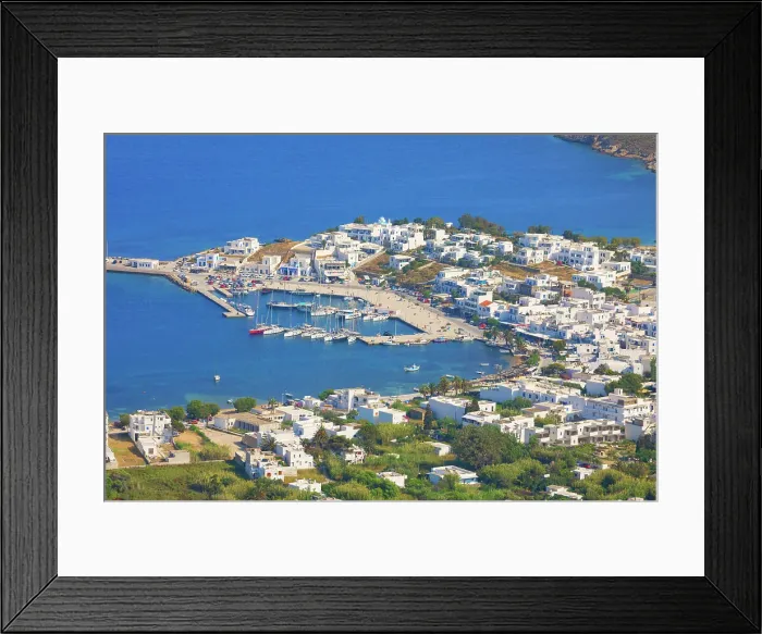 Framed Print : Livadi bay, high angle view, Livadi, Serifos Island, Cyclades Islands, Greece