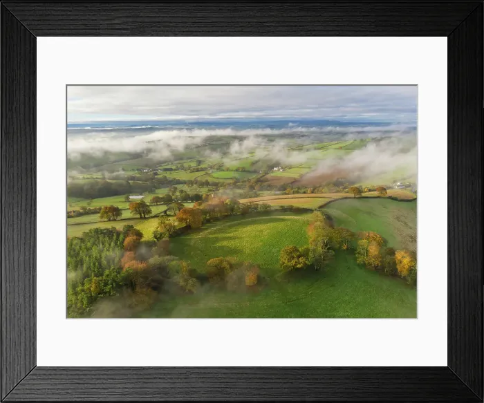 Framed Print : Misty morning over Cadbury Castle Hillfort in Devon, England. Autumn (November) 2021 Framed Print : Misty morning over Cadbury Castle Hillfort in Devon, England. Autumn (November) 2021