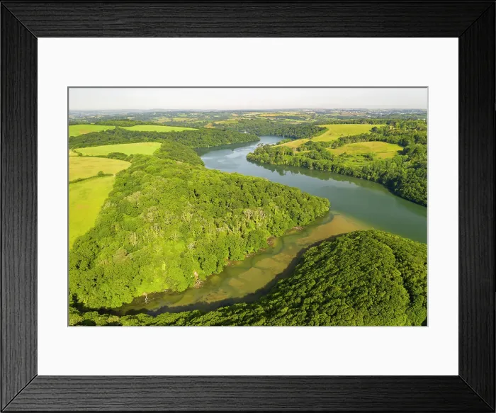 Framed Print : Aerial view of the River Fal near Philleigh in Cornwall, England. Spring (May) 2022 Framed Print : Aerial view of the River Fal near Philleigh in Cornwall, England. Spring (May) 2022