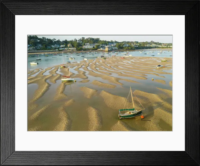 Framed Print : Aerial image of boats stranded on sand bar in the Camel Estuary near the village of Rock, Cornwall, England. Summer (August) 2022 Framed Print : Aerial image of boats stranded on sand bar in the Camel Estuary near the village of Rock, Cornwall, England. Summer (August) 2022
