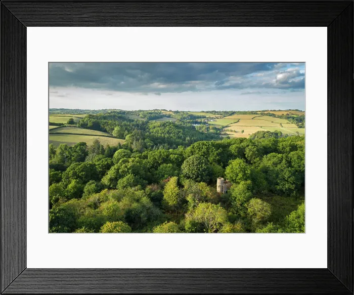 Framed Print : Aerial view of Rushford Tower, a little known 19th Century Victorian folly near Chagford in Dartmoor National Park, Devon, England. Summer (August) 2022 Framed Print : Aerial view of Rushford Tower, a little known 19th Century Victorian folly near Chagford in Dartmoor National Park, Devon, England. Summer (August) 2022