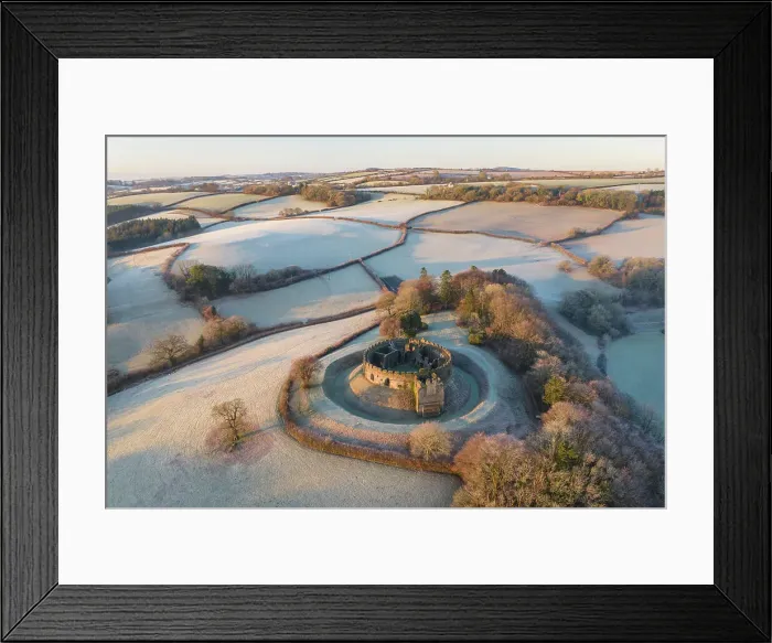 Framed Print : Aerial view of Restormel Castle on a frosty winter morning, Lostwithiel, Cornwall, England. Winter (January) 2023 Framed Print : Aerial view of Restormel Castle on a frosty winter morning, Lostwithiel, Cornwall, England. Winter (January) 2023