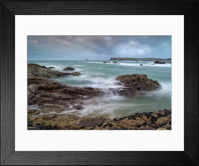 Framed Print : Pentire Point from Trebetherwick Point, Cornwall, England. Summer (August) 2018