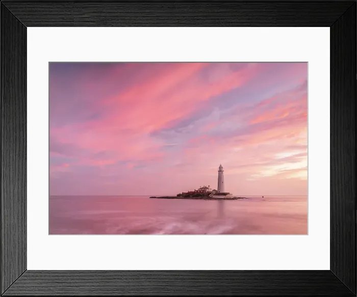 Framed Print : Spectacular sunrise sky over St Mary's Lighthouse, Whitley Bay, Northumberland, England. Autumn (October) 2021 Framed Print : Spectacular sunrise sky over St Mary's Lighthouse, Whitley Bay, Northumberland, England. Autumn (October) 2021