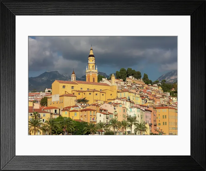 Framed Print : Basilique Saint-Michel Archange & old town, Menton, Provence-Alpes-Cote d'Azur, France Framed Print : Basilique Saint-Michel Archange & old town, Menton, Provence-Alpes-Cote d'Azur, France
