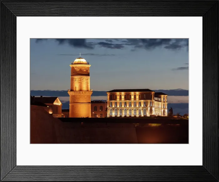 Framed Print : Palais du Pharo (Lighthouse palace) & tour de Fanal at night, Marseille, Provence-Alpes-Cote d'Azur, France Framed Print : Palais du Pharo (Lighthouse palace) & tour de Fanal at night, Marseille, Provence-Alpes-Cote d'Azur, France