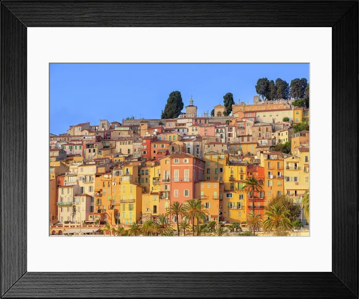 Framed Print : Colourful houses of Menton old town, Menton, Provence-Alpes-Cote d'Azur, France Framed Print : Colourful houses of Menton old town, Menton, Provence-Alpes-Cote d'Azur, France